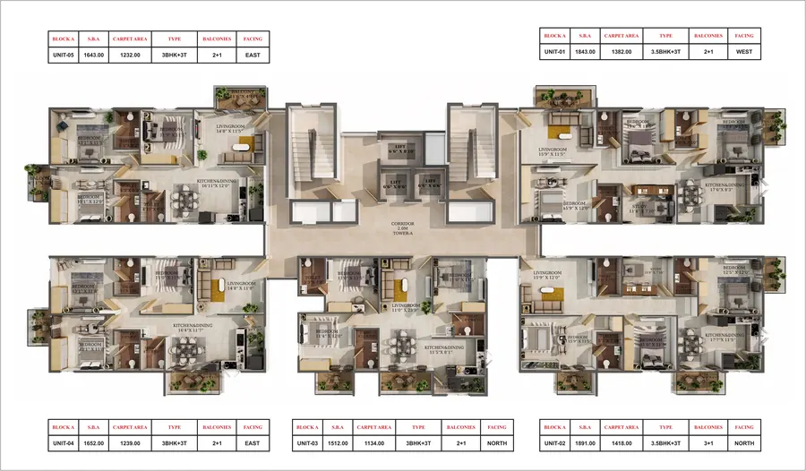 Tower A typical floor plan